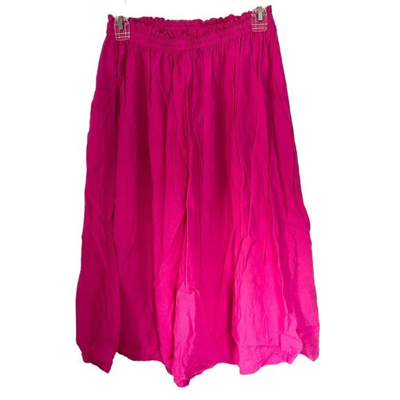 Asos Design Magenta Pink Midi Elastic Waist Casual Skirt Size 4 - Picture 1 of 6